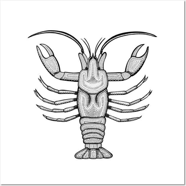 Crayfish or Crawdad or Mudbug Ink Art - animal design - light colors Wall Art by Green Paladin